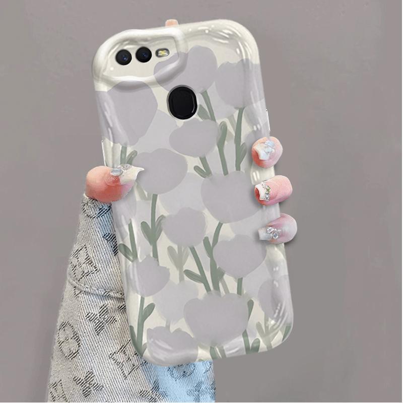 Ốp Silicon Hoạt Hình Cho OPPO A5S A7 A12 F9 F9 Pro 3D Phụ Kiện Mềm Ốp lưng Hoa Bướm Tulip Ốp Lưng Chống Sốc