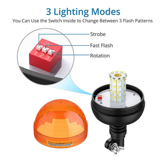 Đèn LED Xoay Cảnh Báo Cho John Deere Máy Kéo Xe Tải Nhấp Nháy Hổ Phách Linh Hoạt Khẩn Cấp Đèn Beacon Lâm Nghiệp
