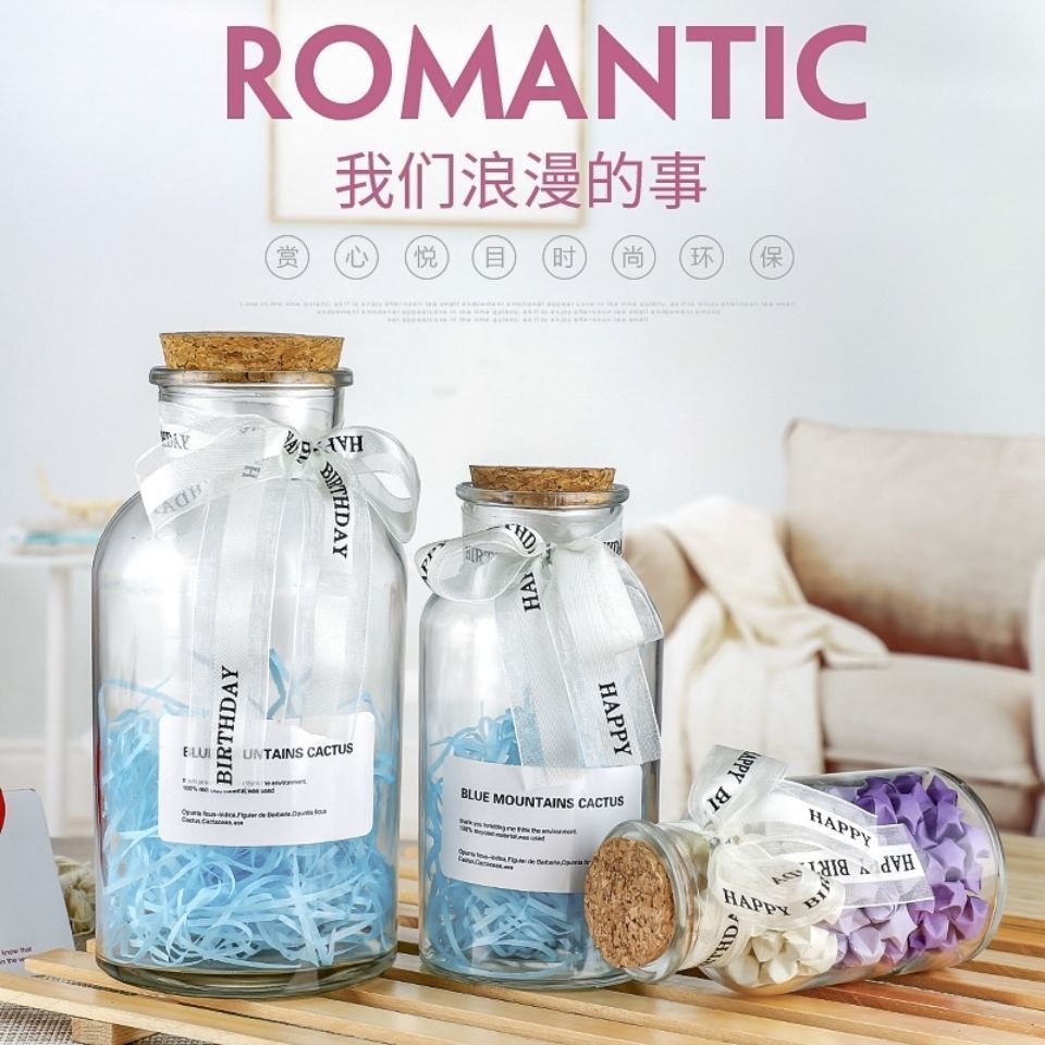 Sáng Tạo Ngôi Sao May Mắn Lọ Thủy Tinh Handmade Tự Làm Nút Chai Trôi Origami Dải Chúc Chai Lọ Vỏ 520 KOVL