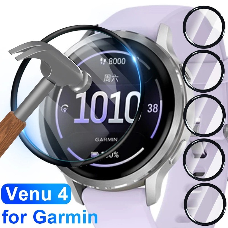 1-3 Chiếc Đồng Hồ Bảo Vệ Màn Hình Cho Garmin Venu 4 X1 3S 3 2S 2 45mm 41mm Plus Viền Đen Cong Phim Kính Cường Lực Cho Garmin Venu SQ 2 Chấm Sọc HD Phim