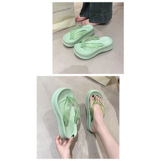 Muffin Đế Dày Trong Suốt Flip-Flops Nữ Mùa Hè Mặc Ngoài 2025 Giải Trí Kỳ Nghỉ Đi Biển Dép Đi Biển Dép
