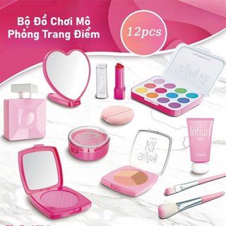 Bộ trang điểm giả an toàn cho bé – Không chất lỏng, không độc hại, không bẩn – 12 món – Dành cho bé gái 3-7 tuổi