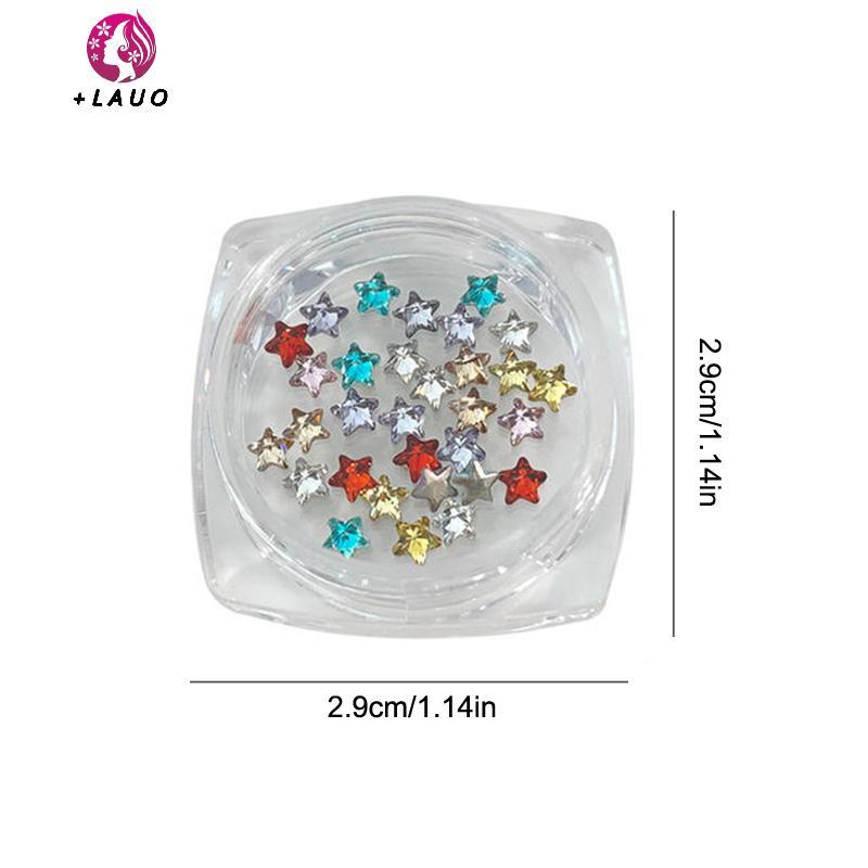 Springevenstar 1 Hộp 30 Chiếc Lấp Lánh Pentagram Zircon Móng Tay Quyến Rũ Dễ Thương Tối Giản Flatba Kim Cương Giả 3 Mm Nhiều Màu Ngôi Sao Mini Đá Quý Móng Tay Nghệ Thuật Trang Trí Cho DIY Phần Móng Tay Springeve