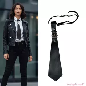 Cà vạt kim loại sành điệu cho nữ, da PU, phù hợp công sở và thời trang casual
