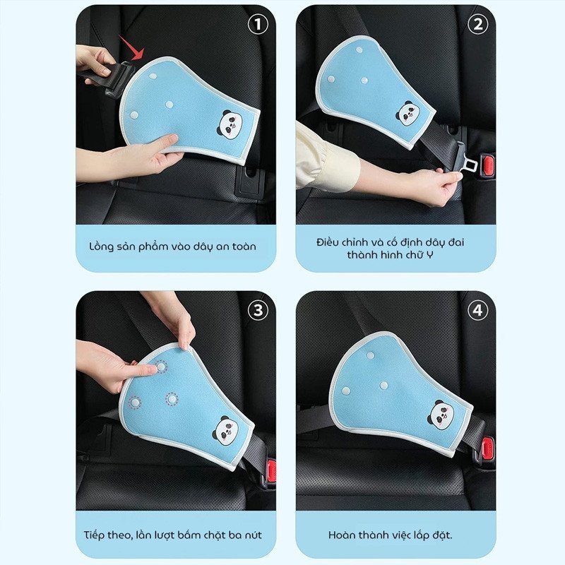 đệm dây an toàn ô tô trẻ mềm mại bảo vệ cổ vai vải polyester thoáng khí chống ma sát dành cho trẻ