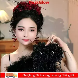 DUSKGLOW Kẹp Tóc Hoa Mẫu Đơn Sequin, Chất Liệu Nhựa, Phong Cách Thời Trang