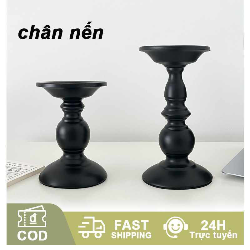 Chân nến cột La Mã phong cách retro, giá đỡ nến thủy tinh đen sang trọng, decor bàn tiệc đám cưới, trang trí nhà cao cấp