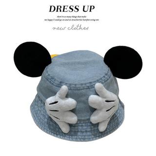 Mũ bucket Mickey cho bé – Chất liệu denim, tai to 3D đáng yêu, phong cách gia đình