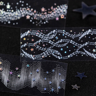 ENWEI 30mm * 2m 1 Cuộn [Khi The Stars Shine Series] Băng trang trí PET để ghi nhật ký Trang trí đế sổ lưu niệm Starfield Scattered Long lanh Washi Tape Đồ dùng thủ công