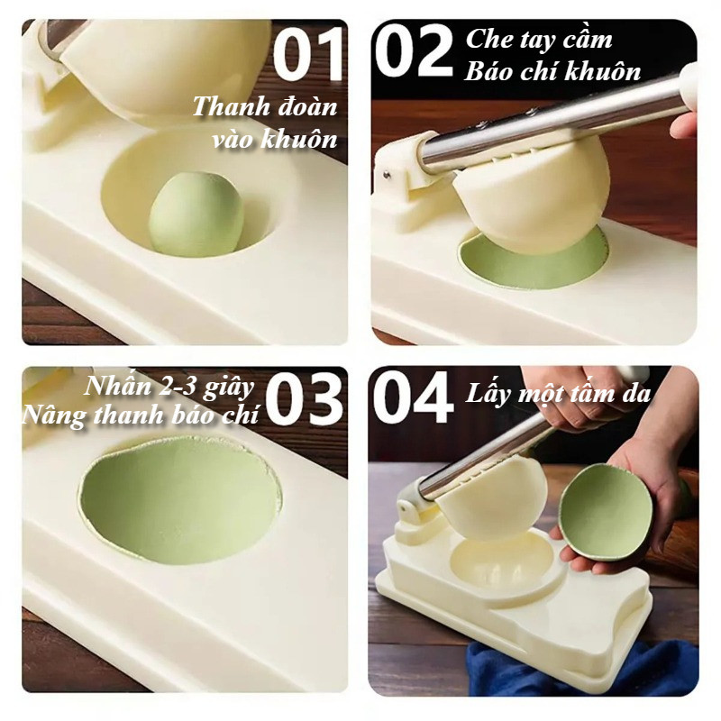 Dụng cụ ép bột làm vỏ bánh siêu nhanh, Khuôn Làm Vỏ Bánh Bao, Há Cảo, Hoành Thánh, Trung Thu, Tiết kiệm thời gian