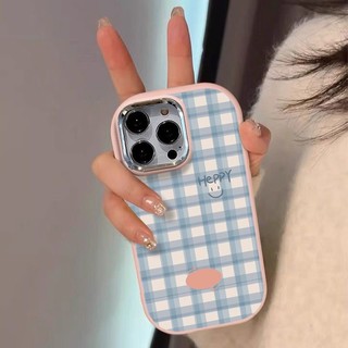 Khay lưng kim loại khay màu xanh dương nụ cười, phù hợp với điện thoại iPhone 17/16 Plus/15 Pro Max