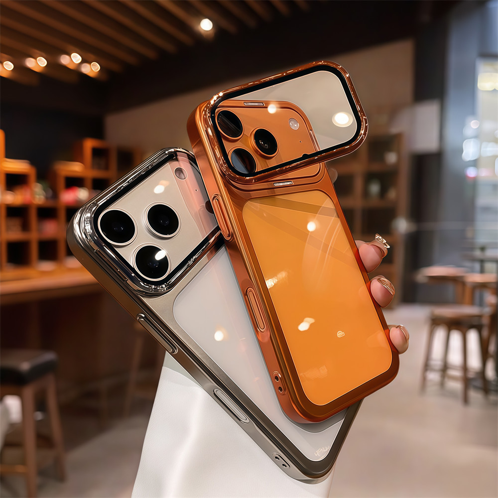 Ốp điện thoại khung trong suốt mạ điện cho iPhone 17 Pro Max Vỏ bảo vệ ống kính chống rơi vỏ cứng bảo vệ điện thoại