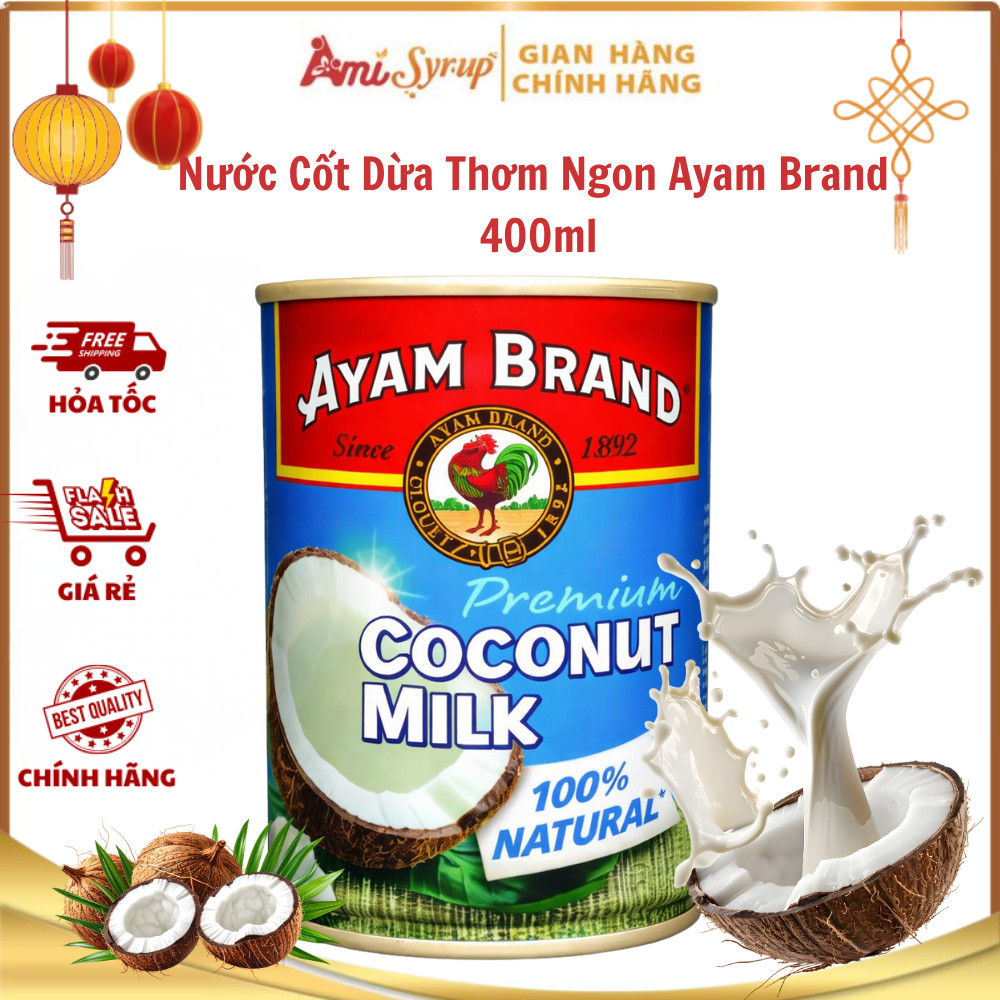 Nước Cốt Dừa Thơm Ngon Ayam Brand Coconut Milk - Hộp Thiếc 400ml Béo Ngậy Sánh Mịn