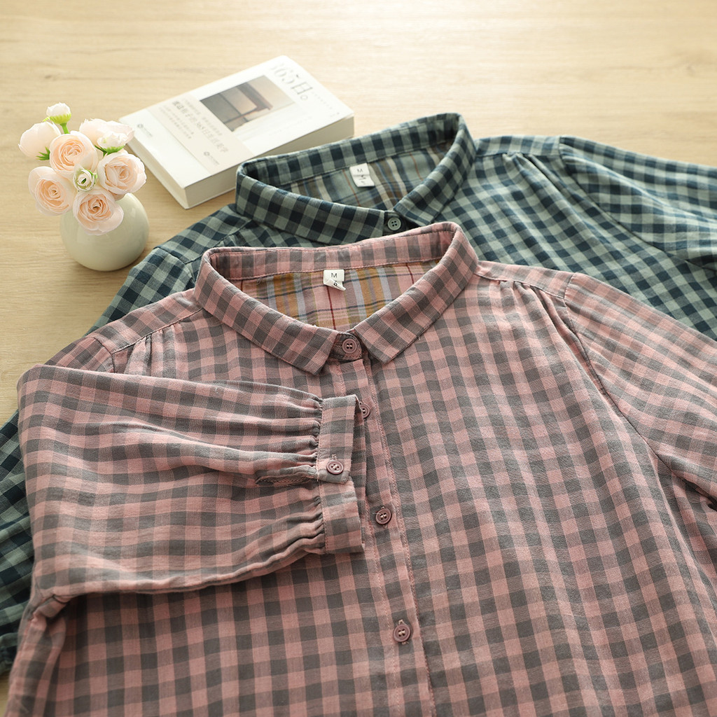 Áo sơ mi nữ tay ngắn kẻ sọc phong cách Mori, kèm cardigan rời - chất liệu 100% sợi cotton cao cấp