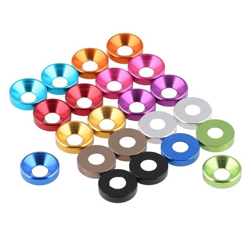 Yiqianyuan Hợp Kim Nhôm Vòng Đệm Cho Countersunk Đầu Vít Đệm Máy Giặt Nhiều Màu RC Phụ Kiện Xe Hơi M2 M2.5 M3 M4 M5 M6 M8