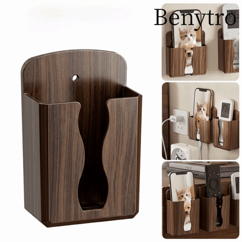 Giá đỡ điều khiển từ xa BENYTRO, Hộp lưu trữ điều khiển từ xa TV treo tường đa năng, Giá lưu trữ sạc điện thoại di động dính bền