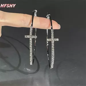 Vòng Tròn Tai Kim Cương Giả Sáng Bóng, Phong Cách Tinh Tế Dành Cho Nữ