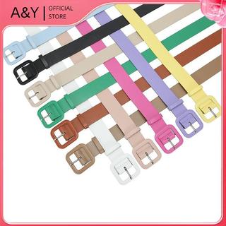 A & Y Thắt lưng vuông nữ màu xanh da trời đơn giản, thiết kế dây đeo vintage