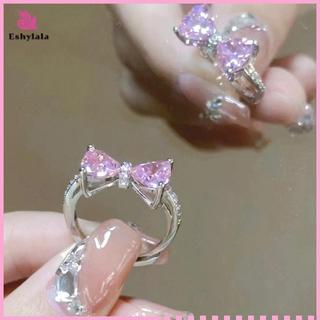 Eshylala Zircon Nhẫn Điều Chỉnh Nơ, Phù Hợp Làm Quà Tặng Cho Nữ Và Bé Gái