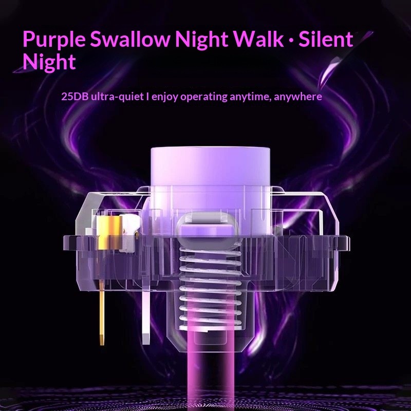 Switch Kaihua Raptor Purple Swallow Low Profile Silent Linear Êm Ái | KCAP - World of keycaps