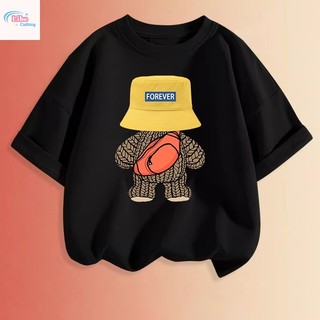 Áo thun cổ tròn họa tiết hoạt hình dành cho bé trai, kiểu dáng giản dị, thoải mái và thời trang.
