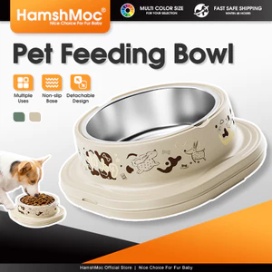 HamshMoc Bát thú cưng bằng thép không gỉ Các bộ phận có thể tháo rời Vị trí tay cầm hồ quang tròn Thiết kế dễ dàng làm sạch Thảm chống trượt cho thú cưng