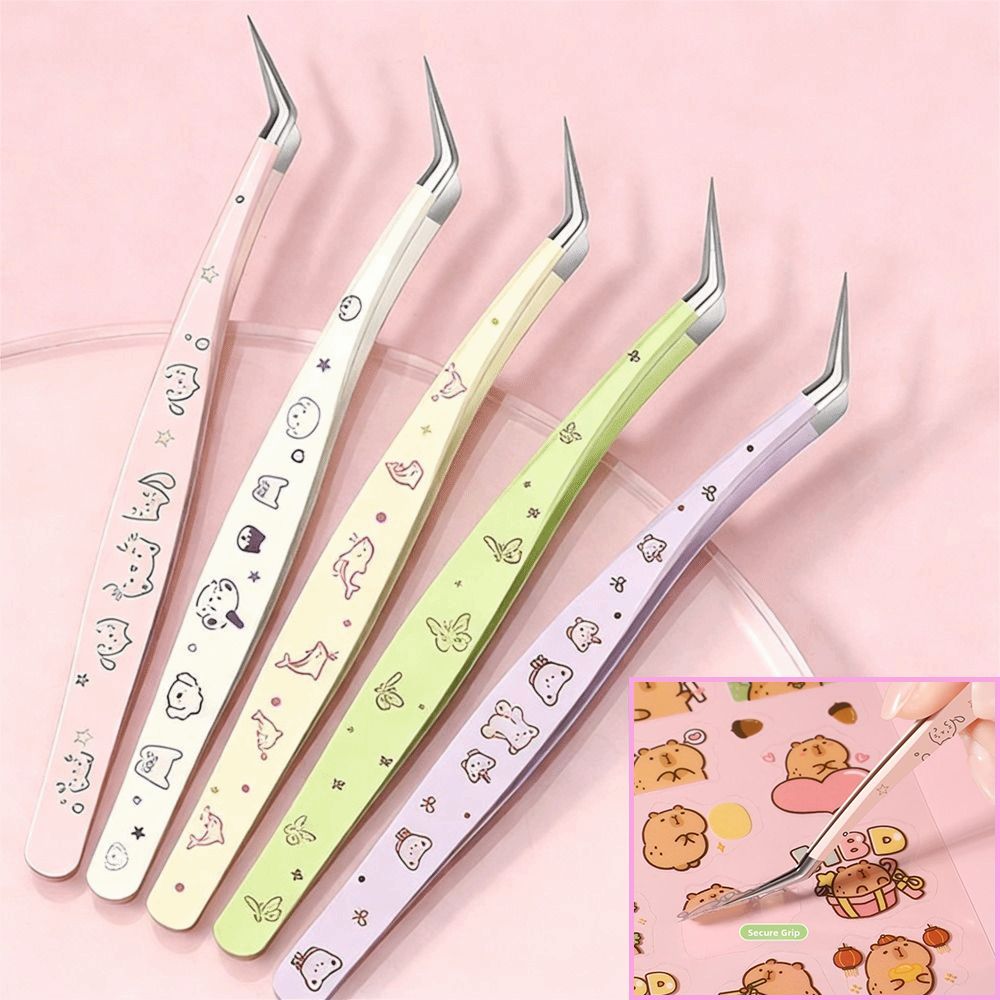 Nhíp lông mi giả CAST, có nhíp nối dài lông mi bằng thép không gỉ bằng da, Máy uốn mi chống tĩnh điện hoạt hình chuyên nghiệp Dụng cụ trang điểm làm đẹp