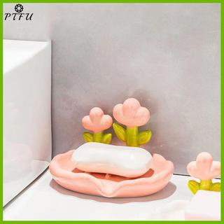 PTFU Sáng Tạo Hộp Xà Phòng Thoát Nước Chống Trơn Trượt Đĩa Phụ Kiện Phòng Tắm Biển Trắng Dùng Cho Tắm Gia Đình Mới