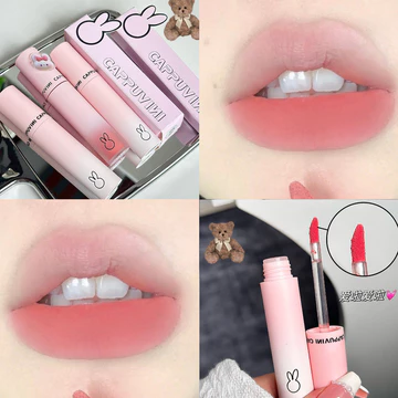 Màu Hồng Macaron Son Bùn Nhung Mềm Mờ Matte Son Bóng Làm Trắng Không Khô Môi Cheek Kép Son Bóng Học Sinh