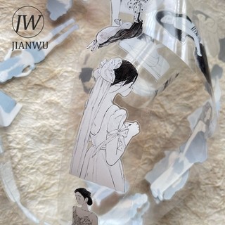 JIANWU 50mm * 10m Vintage Cô Gái Nhân Vật Phong Cảnh Chất Liệu Cắt Băng Thêu Sò PET Sáng Tạo DIY Tạp Chí Văn Phòng Phẩm