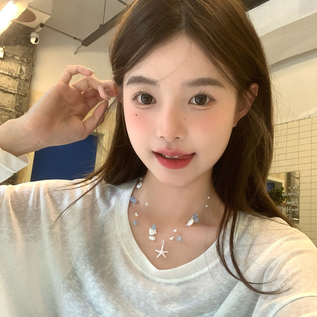 Vỏ sao biển hạt, thiết kế xếp tầng xương đòn, dây chuyền thời trang cao cấp dành cho nữ mùa hè