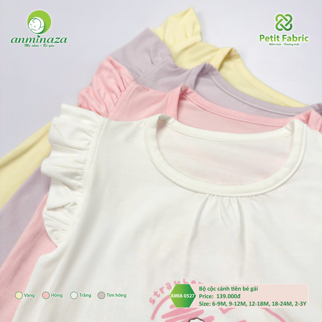 Bộ Cộc Cánh Tiên Bé Gái Anminaza Vải Sợi Tre Mềm Mịn Co Dãn - Hàng Chính Hãng AMI0527