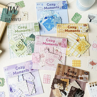 JIANWU Khoảnh Khắc Ấm Áp Dòng Vintage Cây Cà Phê Giảm Tem Vật Liệu Phong Cảnh Cắt Dán Sáng Tạo Tạp Chí Văn Phòng Phẩm