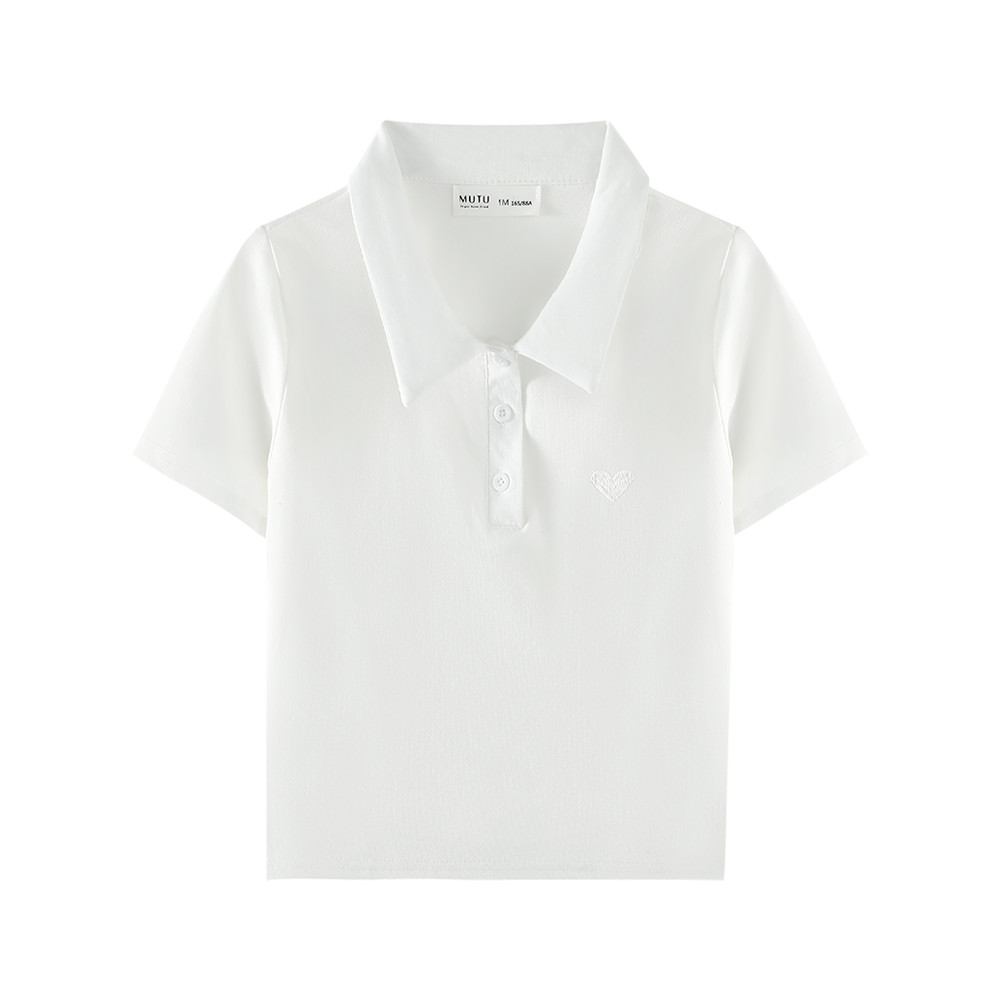 MUTU | Áo thun polo nữ ngắn tay cổ polo, thiết kế mới, chất liệu cotton, phong cách Hàn Quốc, phù hợp mùa hè