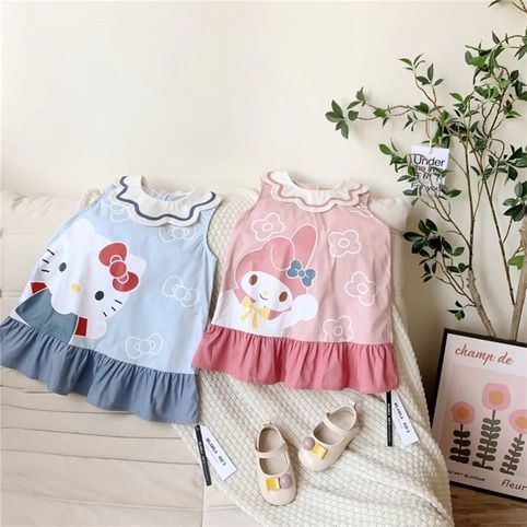 Ngọt Ngào Hoạt Hình Bé Gái Áo Vest Mùa Hè Cánh Hoa Cổ Áo Công Chúa Không Tay 90-140 Kích Thước BXHI