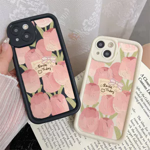 Ốp Lưng Cho Samsung Galaxy A07 A06 A05 A04 A03 A17 A16 A15 A14 A13 A25 A23 A22 A35 A33 A32 A31 A56 A55 A52 A51 A50 Thiết Kế Mắt Thiên Thần Chống Rơi Họa Tiết Hoa Tulip Hồng JGS133