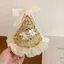 FUJIZOU Mũ Sinh Nhật Kẹp Tóc, Vương Miện Sinh Nhật Lưới Kim Sa Lấp Lánh, Ren Dễ Thương Nhung Phụ Kiện Tóc Hàn Quốc Mũ Đính Kim Sa Lấp Lánh Sinh Nhật
