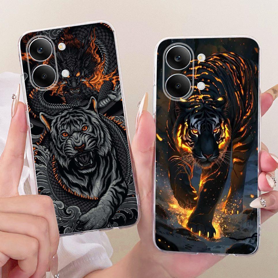 Dành Cho Xiaomi Poco X8 Pro Max Redmi Turbo 5 Max Ốp lưng Mèo Rồng Hoạt Hình Thiết Kế Ốp Lưng Màu Đen Mềm Vỏ Silicon
