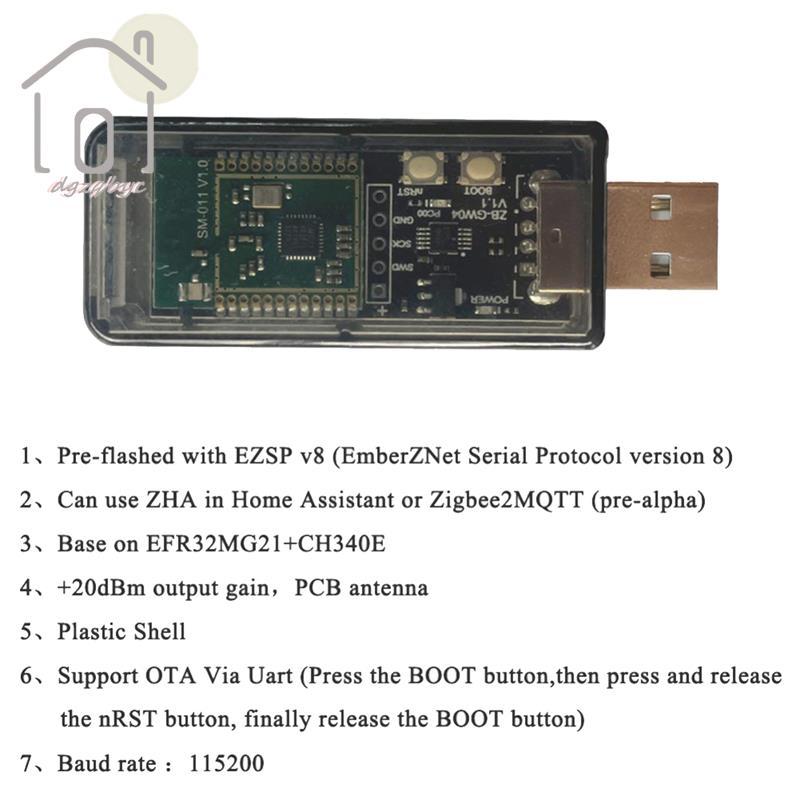 1 Cái ZigBee 3.0 Labs Mini EFR32MG21 Cổng Hub Nguồn Mở USB Dongle Chip Module Silicon ZHA NCP Trợ Lý Gia Đình
