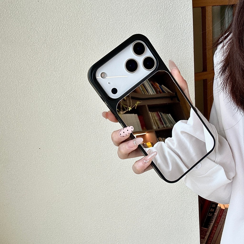 Ốp điện thoại bề mặt gương bạc đơn giản cho iPhone 17 Pro Max 17 16 15 14 13 ốp lưng iphone