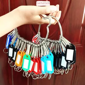 ITRUMPET Thẻ chìa khóa cửa sổ trong suốt, vòng chia kim loại, móc nhựa, nhãn giấy trống, nhiều kích cỡ