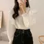 Áo sơ mi cổ V tay phồng thiết kế viền ren kiểu điệu dành cho nữ hàng hottrend XIMIMI SP462