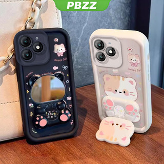Ốp Lưng Cho itel A70 itel s23 plus s23 + Vỏ Điện Thoại Vỏ Mềm Silicon Chống Sốc Thiết Kế Mới Thẩm Mỹ Mèo Hoạt Hình Có Giá Đỡ Cho Gương JTMMZJ01