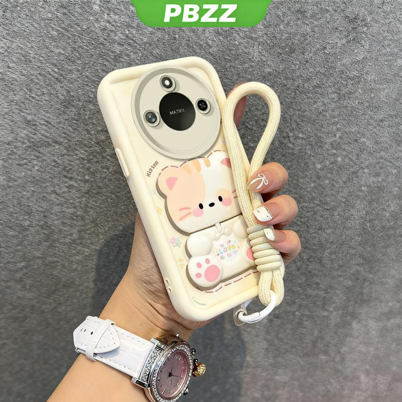 Ốp điện thoại 3 trong 1 honor X9C 5G X9A X9B X9D X9 X9C SMART 5G Vỏ mềm thiết kế mới thẩm mỹ gương trang điểm mèo dễ thương có giá đỡ & dây buộc cho bé gái JTDTMZJ01