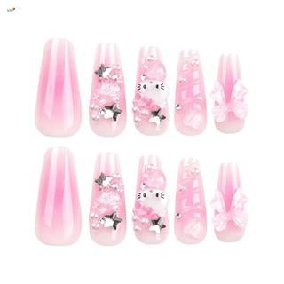 Móng tay giả màu hồng có trang trí ngọc trai với móng tay viền vô hại và mịn màng cho nữ và nữ Salon làm móng