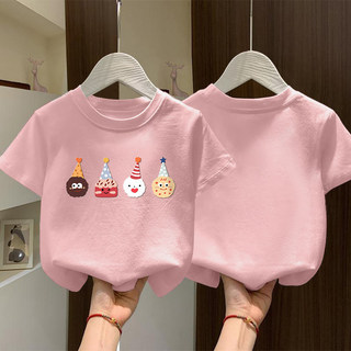 Áo thun bé gái in hình hoạt hình dễ thương và thoải mái, cổ tròn, thiết kế đơn giản.