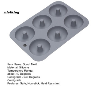 Chảo Nướng Khuôn Silicon 6 Khoang Chống Dính, Chịu Nhiệt, Không Độc Hại, Dễ Dọn Cho Muffins, Bagels, Donut