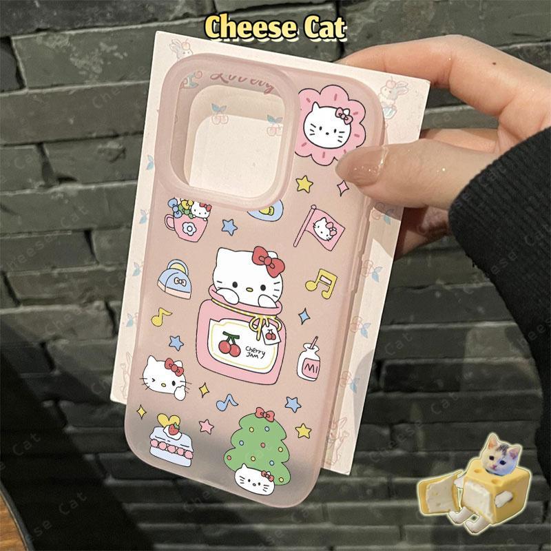 Cuộc sống hàng ngày của chú mèo dễ thương Ốp điện thoại màu hồng mờ cho iPhone 15 16 11 12 13 14 17 Pro Max 7 Plus X