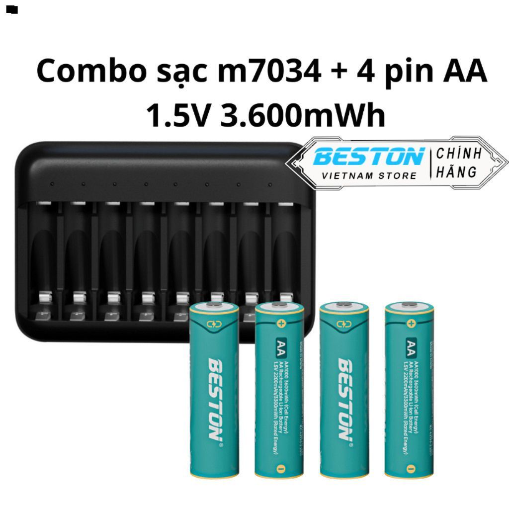 Sạc 8 khe AA/AAA Lithium 1.5V, sạc nhanh, tự ngắt, đèn báo đầy.