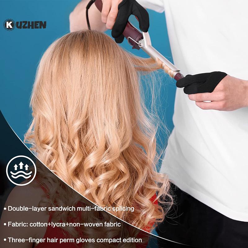 KUZHEN Găng tay chịu nhiệt 3 ngón, bảo vệ nhuộm tóc, uốn đũa phép, cắt tóc tái sử dụng, dụng cụ tạo kiểu/perming HOT